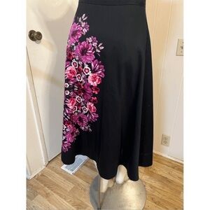 Anthropologie Floral Black Skirt